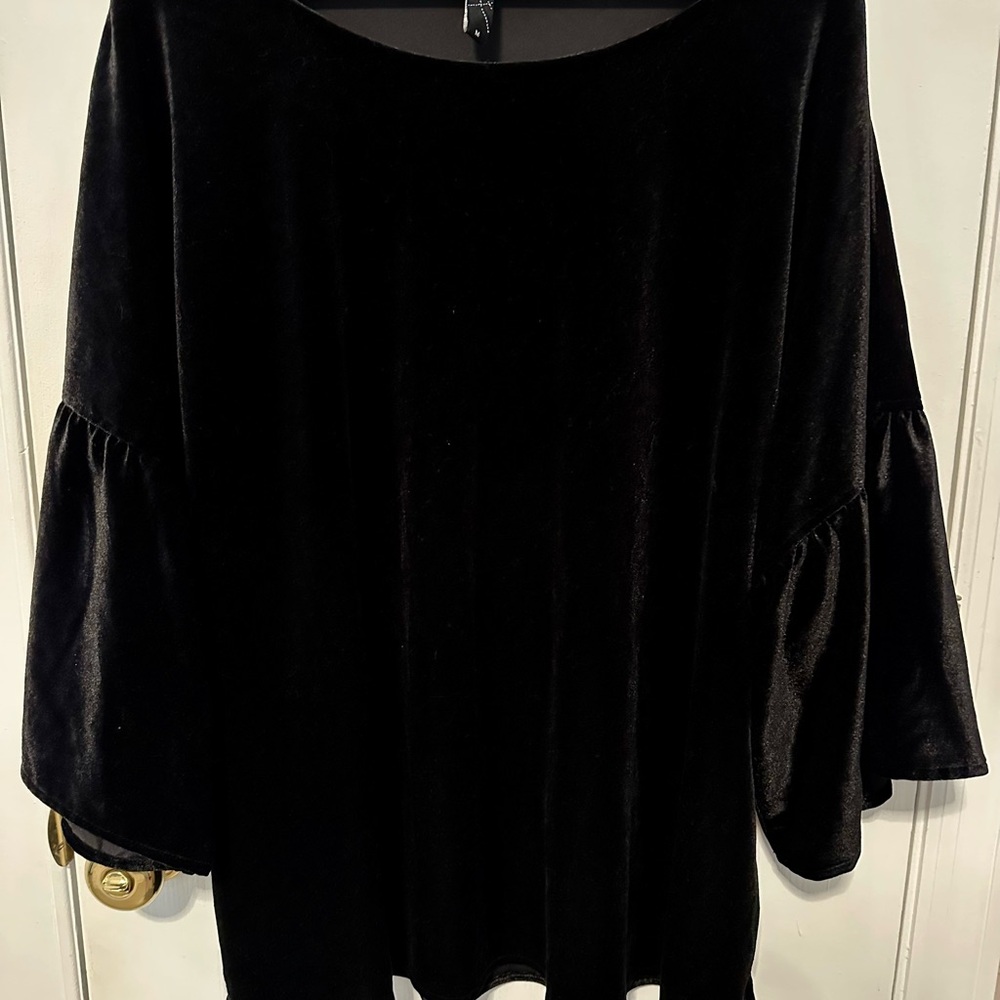 Black Velvet Bell Sleeve Top Taking Shape